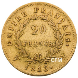 20 Francs Or Napoléon Empereur 1813W
