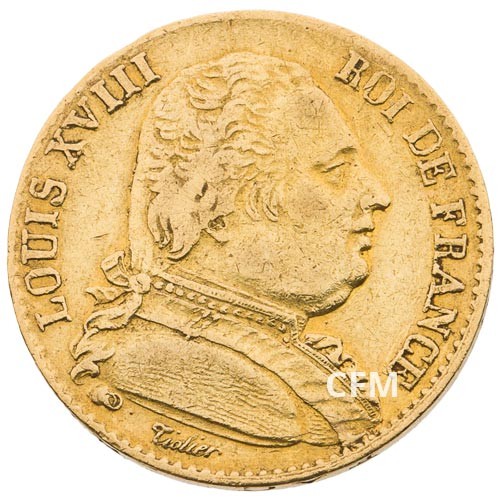 20 Francs Or Louis XVIII Buste Habillé 1815W