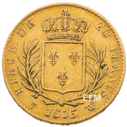 20 Francs Or Louis XVIII Buste Habillé 1815W