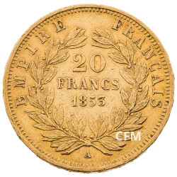 20 Francs Or – Napoléon III - Tête nue 1853A