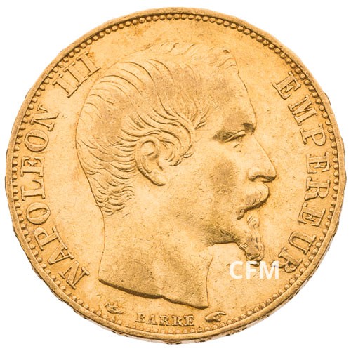 20 FRANCS OR - NAPOLEON III - TETE NUE 1854A