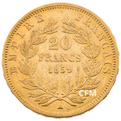 20 Francs Or – Napoléon III - Tête nue 1859A