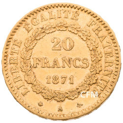 20 Francs Or Génie 1871 A - IIIe République