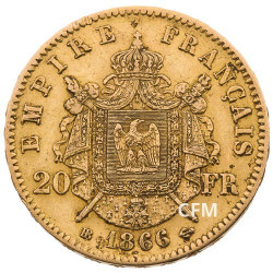 20 FRANCS OR - NAPOLEON III - 1866BB