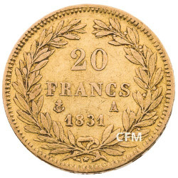 20 FRANCS OR 1831  A - LOUIS PHILIPPE Ier - TETE NUE TRANCHE EN CREUX