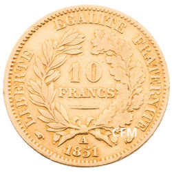 10 Francs Or Cérès 1851A