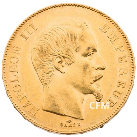 50 F Or Napoléon III - Tête nue - 1855 A