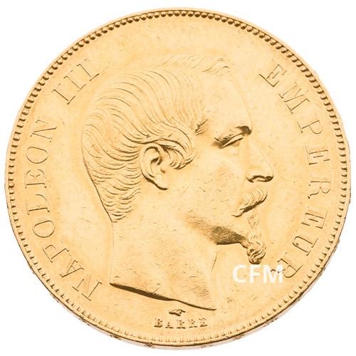 50 F Or Napoléon III - Tête nue - 1856 A