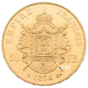 50 F Or Napoléon III - Tête nue - 1856 A