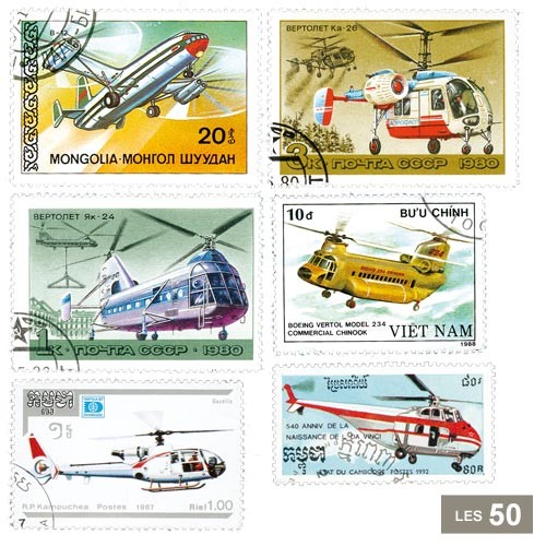 50 timbres hélicoptères