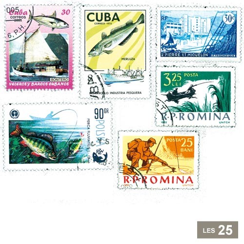 25 timbres Pêche