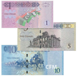 Lot de 3 billets Libye 2013-2015