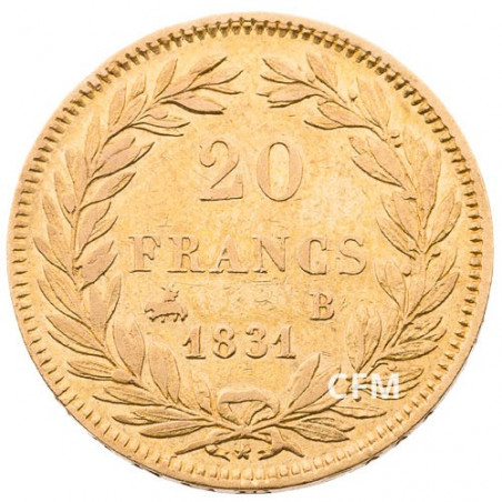 20 Francs Or Louis-Philippe Tête Nue 1831 B