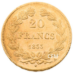 20 Francs Or Louis-Philippe Tête Laurée 1833 A