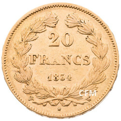 20 Francs Or Louis-Philippe Tête Laurée 1834 W