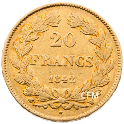 20 Francs Or Louis-Philippe Tête Laurée 1842 W