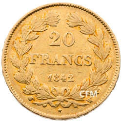 20 Francs Or Louis-Philippe Tête Laurée 1842 W