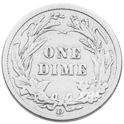 10 cents Argent USA 1892 -1916 - Barber