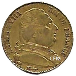 20 Francs Or Louis XVIII Buste Vêtu 1814Q