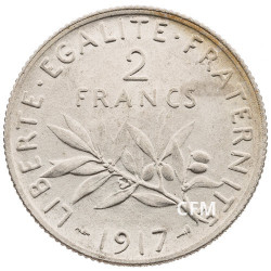 1917 - 2 Francs Argent - type Semeuse 3e République
