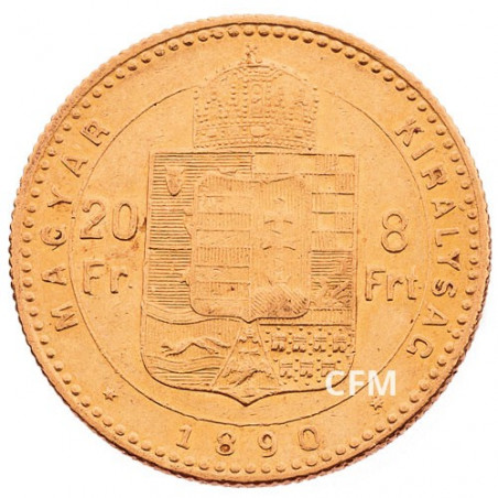  20 Francs/8 Florin Hongrie 1870-1892 - François-Joseph I TL