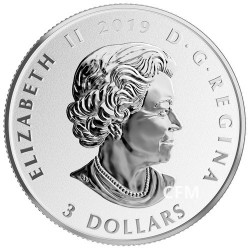 3 Dollars Argent Canada BE 2019 colorisée - Chien