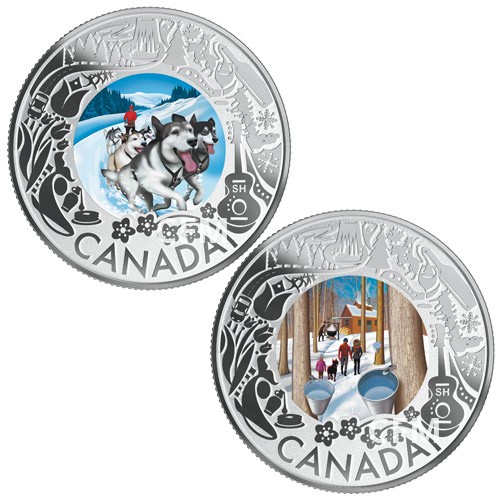 Lot des 2 x 3 Dollars Argent Canada BE 2019 colorisées