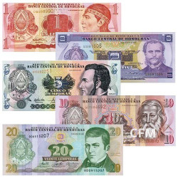 Lot de 5 billets Honduras 2000-2006