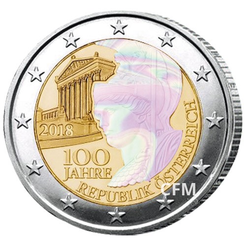 2 Euro Autriche 2018 hologramme - 100 ans de la République