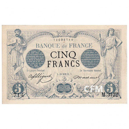 Billet 5 Francs Noir 1873