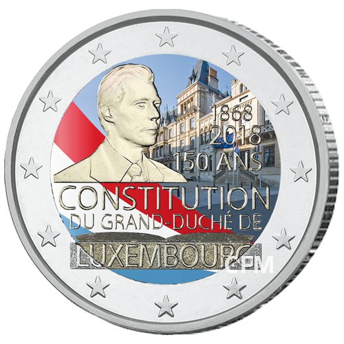 2 Euro Luxembourg 2018 colorisée - 50 ans de la Constitution 2 Euro Luxembourg 2018 colorisée - 50 ans de la Constitution