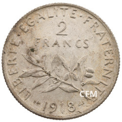1918 - 2 Francs Argent - type Semeuse 3e République