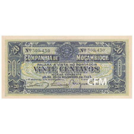 Billet 20 Centavos Mozambique 1933