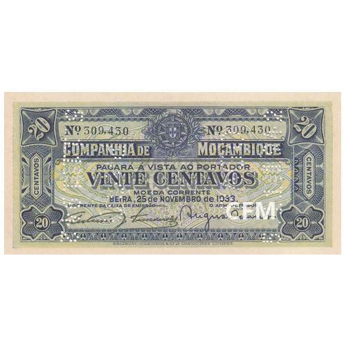 Billet 20 Centavos Mozambique 1933