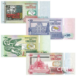 Lot de 4 billets Uruguay 1998-2008