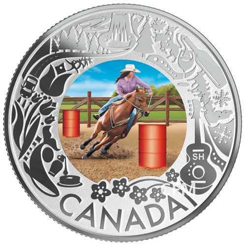 3 Dollars Argent Canada BE 2019 colorisée - Rodéo