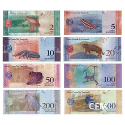 Lot de 8 billets Venezuela 2018