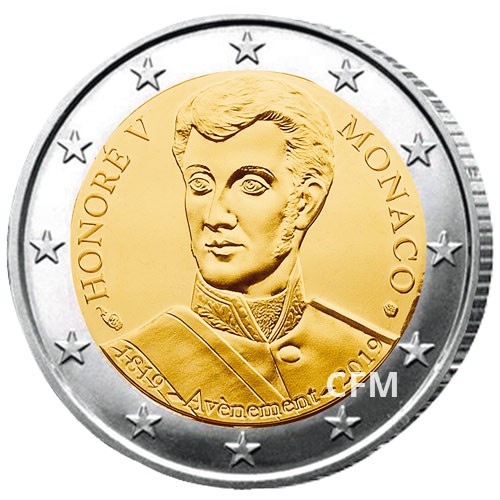2 Euro Monaco BE 2019 - Honoré V 2 Euro Monaco BE 2019 - Honoré V