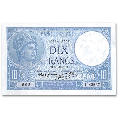Billet 10 Francs Minerve