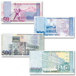 Lot 4 billets Arménie 1998-2002