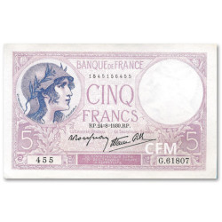 Billet 5 Francs Violet