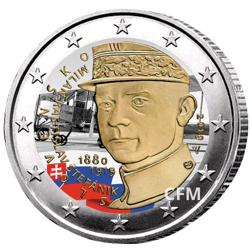 2 Euro Slovaquie 2019 colorisée - Milan Rastislav Štefánik 2 Euro Slovaquie 2019 colorisée - Milan Rastislav Štefánik