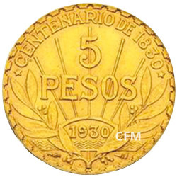 5 Pesos Or Uruguay 1930
