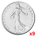 Lot des 9 pièces de 1 Franc Semeuse