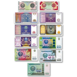 Lot de 11 billets Ouzbékistan 1994-2013