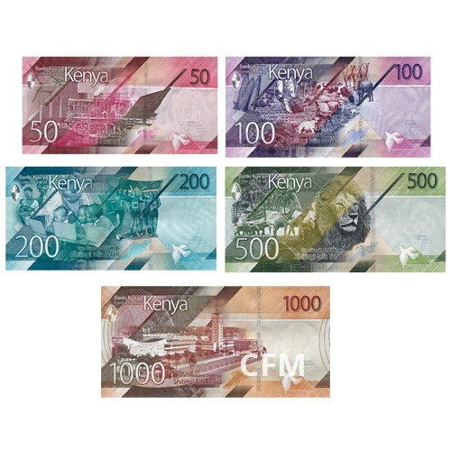 Lot de 5 billets Kenya 2019