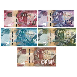 Lot de 5 billets Kenya 2019