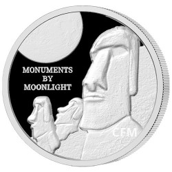 1 Dollar Argent BE 2019 - Statues Moai de l’Île de Pâques