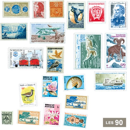 90 timbres Territoires Français