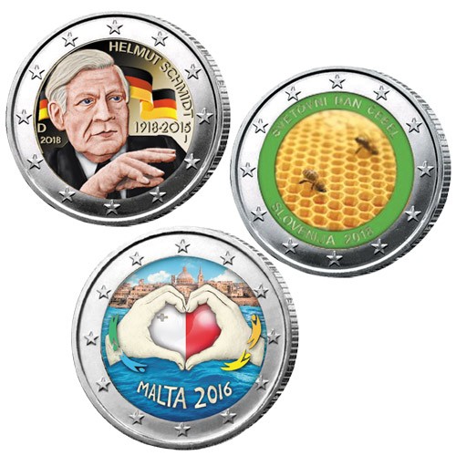 Lot des 2 x 2 Euro 2018 colorisées